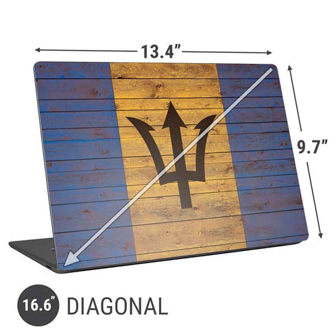 Barbados Flag Dark Wood Universal Laptop 16.6in (13.4 x 9.7in) Skin
